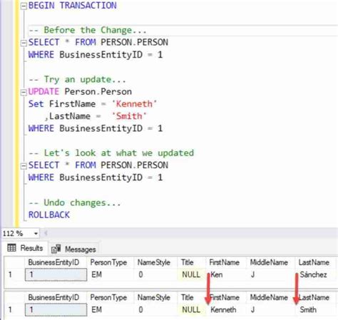 sql update example multiple columns.